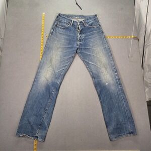 Evisu Jeans Mens Blue Medium Wash Straight Button Fly 54 Print Fits 29x31